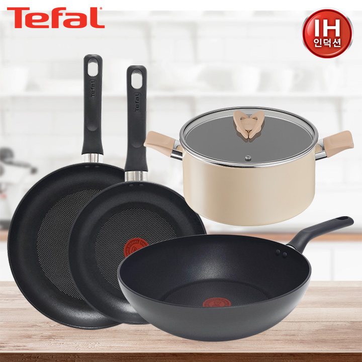 테팔 인덕션 델리커시 티타늄 프라이팬 22cm+28cm+멀티팬 28cm+양수냄비24cm