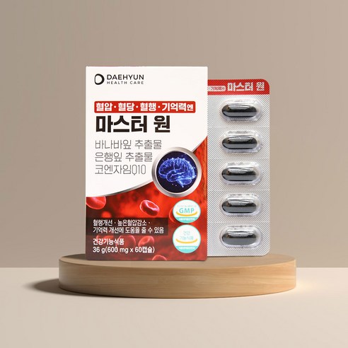 혈압 혈당 혈행 기억력엔 마스터 원 바나바잎 은행잎 코엔자임 Q10 60정(2026-09-02)
