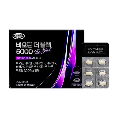 에버그린 비오틴 더 블랙 5000, 60정, 1개