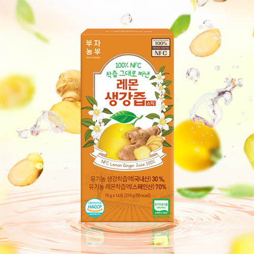 부자농부 그대로 짜낸 유기농 레몬생강즙 15g x14포