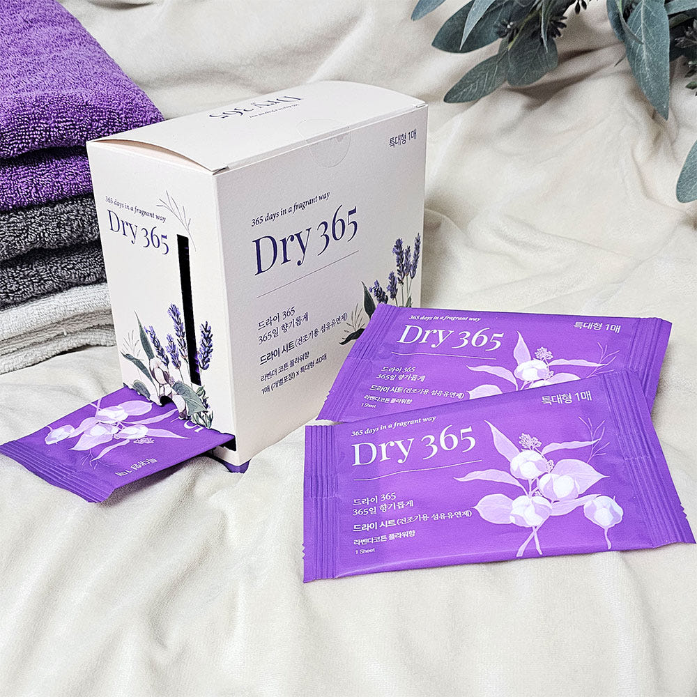 Dry365 건조기 섬유유연제 향기시트 특대형 40매 라벤더코튼플라워향