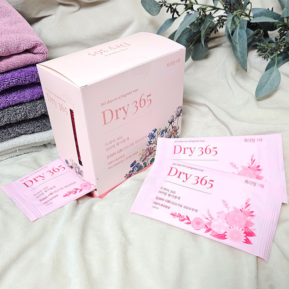 Dry365 건조기 섬유유연제 향기시트 특대형 40매 러블리플로랄향