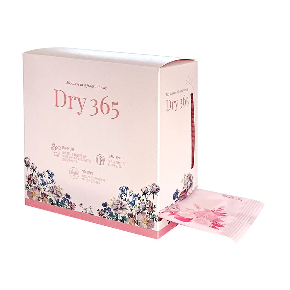 Dry365 건조기 섬유유연제 향기시트 특대형 40매 러블리플로랄향