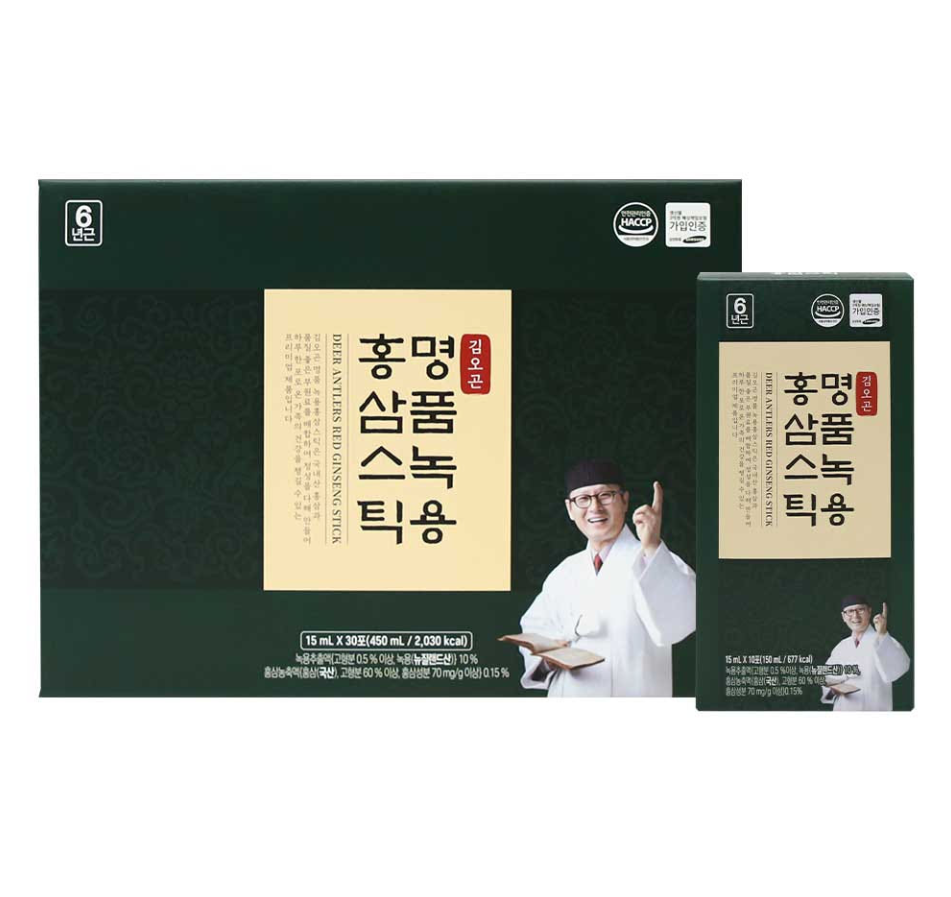 [김오곤] 명품녹용홍삼스틱 15g x 30포 (명절 효도선물)