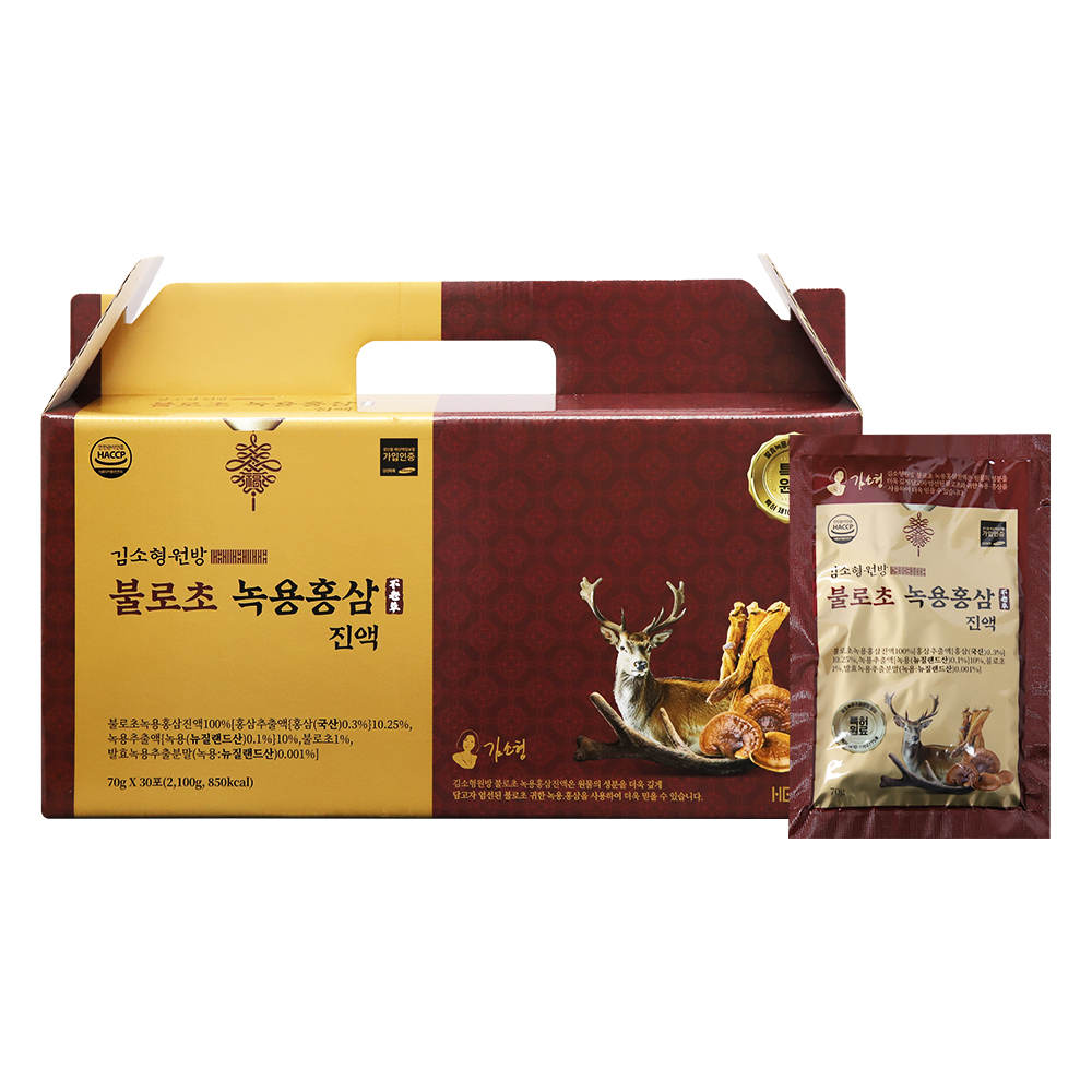 [김소형원방] 불로초녹용홍삼진액 70g*30포 (명절 효도선물)
