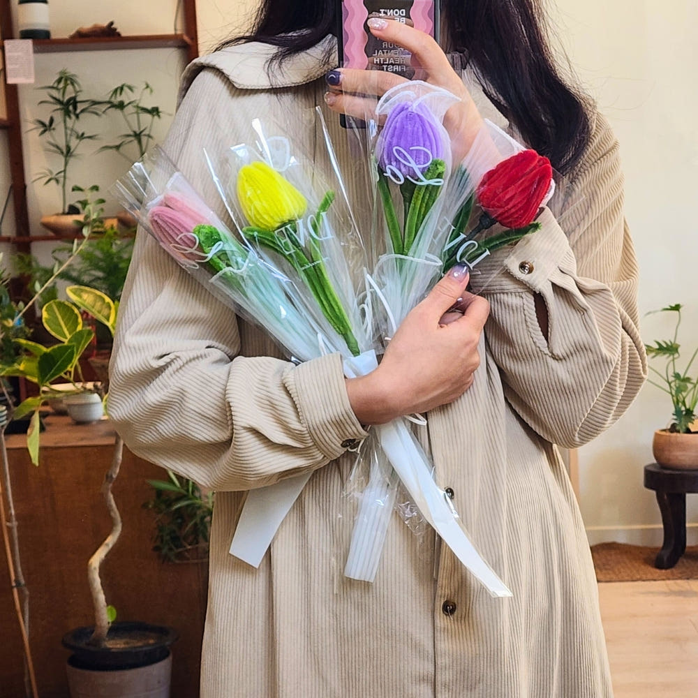 튤립 한송이 모루 꽃다발 학예회 선물