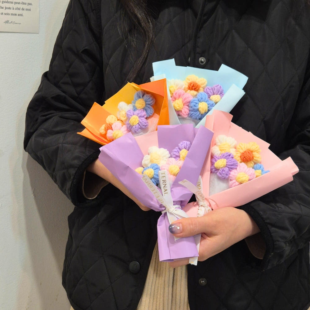 한송이 꽃다발 뜨개 졸업식 졸업 꽃 완제품 학예회 발표회 재롱잔치